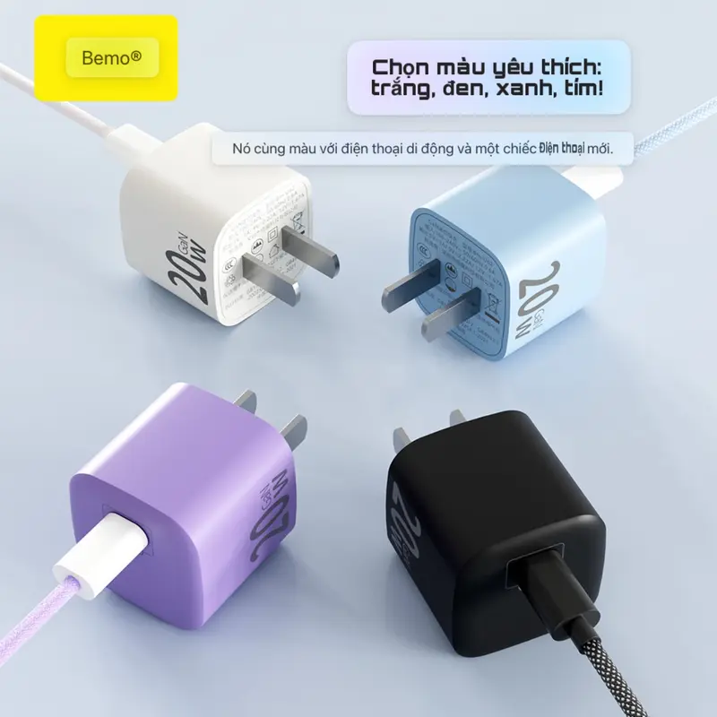 Bộ Sạc Nhanh 20w Cao Cấp [CỦ SẠC NHANH 20W + CÁP SẠC BỌC DÙ] An Toàn Chắc Chắn Sạc Nhanh Cho Các Dòng Táo 8 Plus - 15 Pro.Max 1