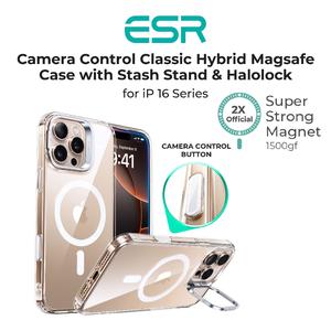 ESR iPhone 16 / 16 Plus / 16 Pro / 16 Pro Max Camera Control /15 Series Classic Hybrid MagSafe Case w/ Stash Stand