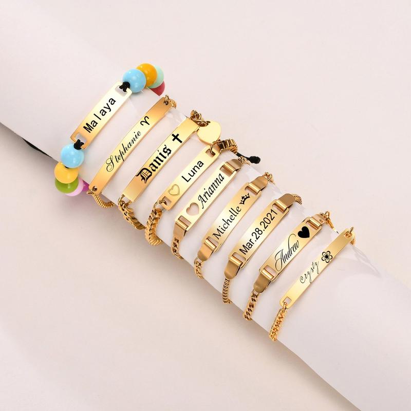 Baby Kids Chain Cute Bracelet Personalized Name Engrave Stainless ...