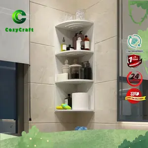 CozyCraft - Rak Sudut Dinding Minimalis Modern Hemat Ruang Penyimpanan Multifungsi Untuk Kamar Mandi Dan Ruang Tamu Dengan Desain Elegan Dan Praktis Cocok Untuk Penyimpanan Barang Dan Dekorasi Rumah