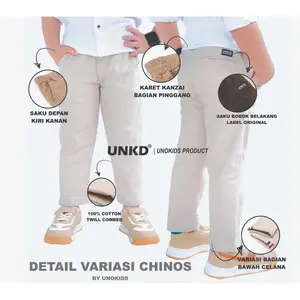 UNOKIDS Celana Chinos Anak UNKD Original | Celana Panjang Anak 100% Cotton Twill Premium | Karet Pinggang Elastis & Saku Depan Bobok | Fashion Anak