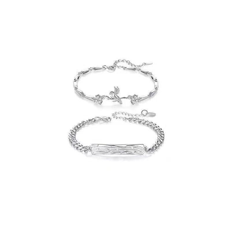 Vòng Tay Cặp Đôi, Bạc S925, Bạch Đàn Và Thiết Kế Chim, Một Cặp Vòng Tay Cao Cấp Độc Đáo Tùy Chỉnh, Thích Hợp Làm Quà Tặng Tình Yêu Đường Dài, Cho Bạn Trai 6