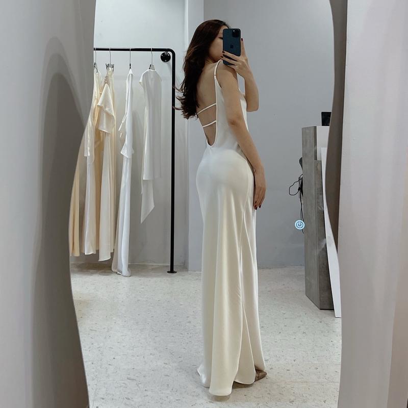 Edna Dress - Váy Lụa Hở Lưng 1 Lớp, Không Mút Ngực