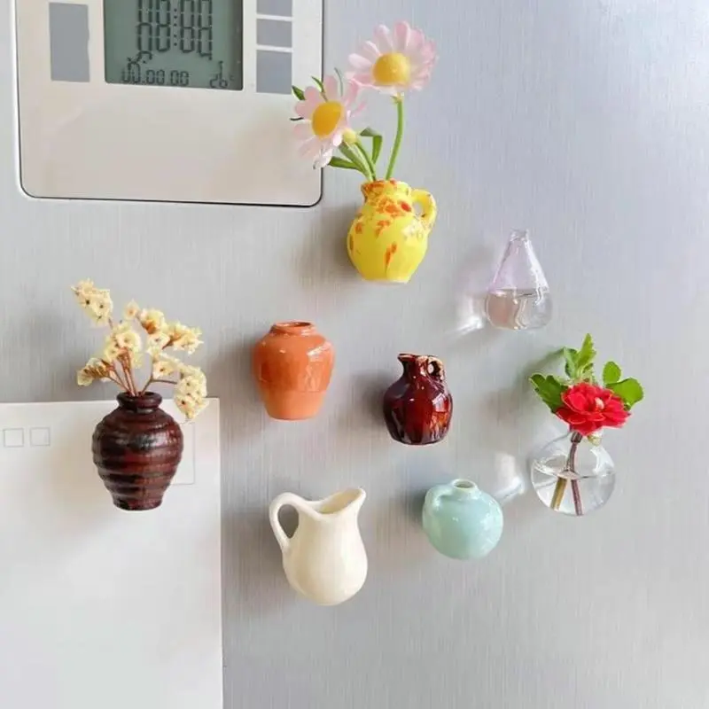 Mini Ceramic Vase Design Fridge Magnet, Creative Mini Ceramic Vase Design Fridge Magnet, Diy Fridge Magnet for Home Decor, Ceramic Vase Magnets, Higher End Fridge Magnets, Flower Magnets, Decoration 3