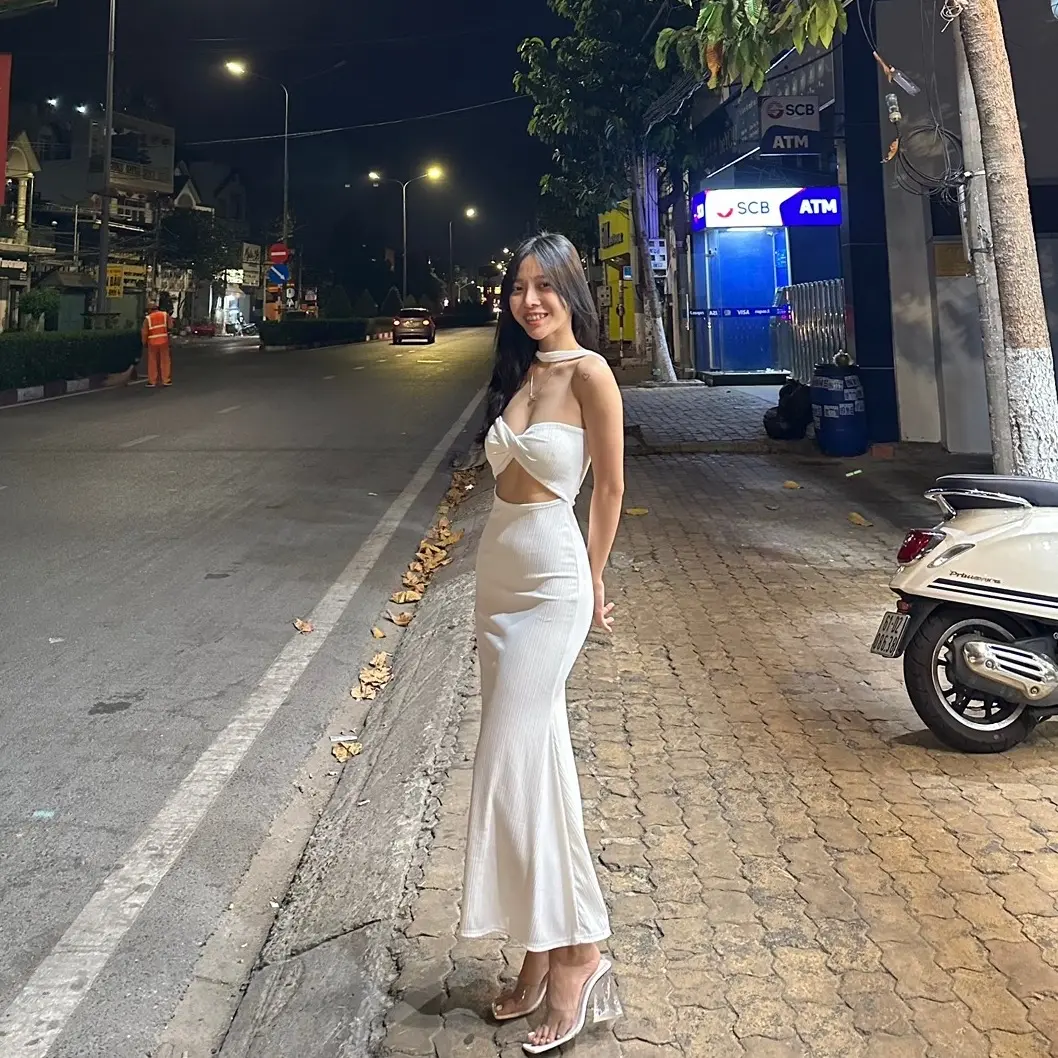 Đầm chồng cổ xoắn Gân Trung ( lưu ý không hở lưng ) Nữ