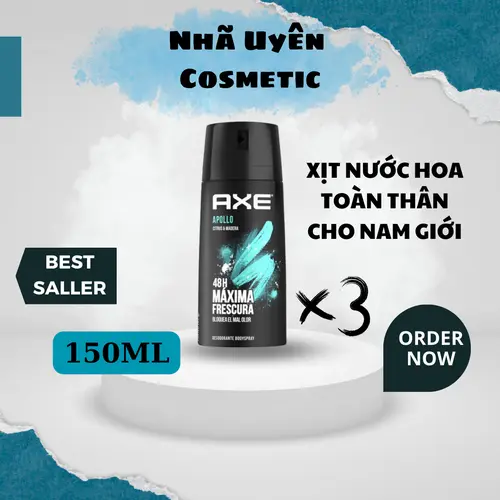 [Combo Tiết Kiệm] 3 Chai Xịt khử Mùi AXE APOLLO 150ml Chính Hãng