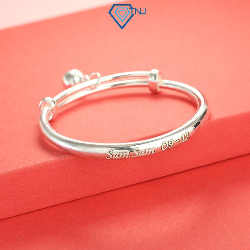 Lắc bạc cho bé có chuông khắc tên theo yêu cầu-Quà tặng thôi nôi, đầy tháng cho bé ý nghĩa LTT0030 - Trang Sức TNJ