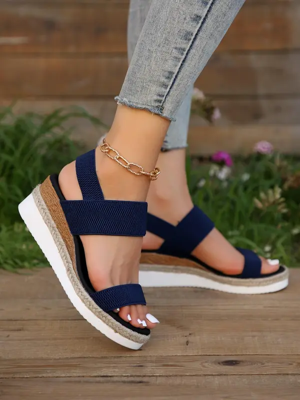 Women's Fashionable Solid Color Wedge Sandals, Casual Comfortable Wedge Sandals for Summer, Lightweight Breathable Shoes for Daily Wear, Sandals for Women 7