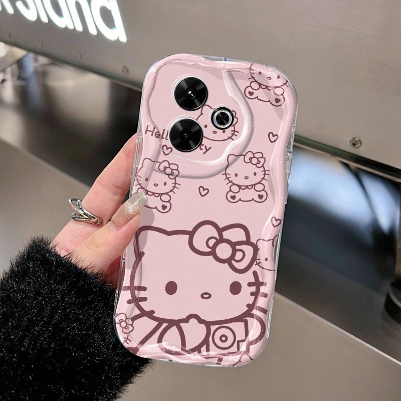 Ốp Lưng Áp dụng cho Xiaomi Redmi 13 5G 13C POCO M6 4G M6 Plus 5G C65 Ốp Trường hợp Mẫu mèo dễ thương Mẫu mới Cao cấp Chống ngã Kem gợn sóng Silicone mềm trường hợp Ốp