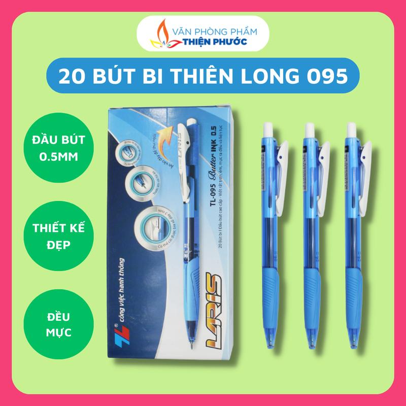 Bút bi Thiên Long 095 [Hộp 20 cây] đầu bút 0.5mm, được thiết kế sang trọng có đầu Grip êm tay
