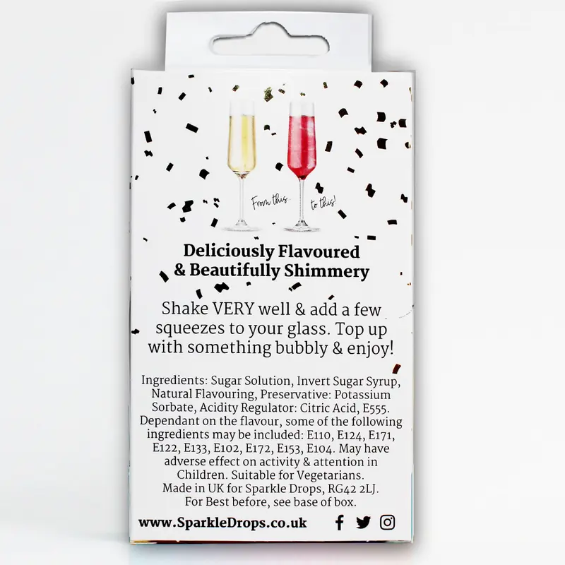 Sparkle Drops Unicorn Collection (Blue Raspberry, Passion Fruit & Cherry) Shimmer Syrup for Drinks-Prosecco, Gin, Vodka, Cocktails & Mocktails - 18-24 Servings. (Dairy Free, Fruity, Low Fat, Natural Flavours) Beverage Sweet edible glitter Set 6