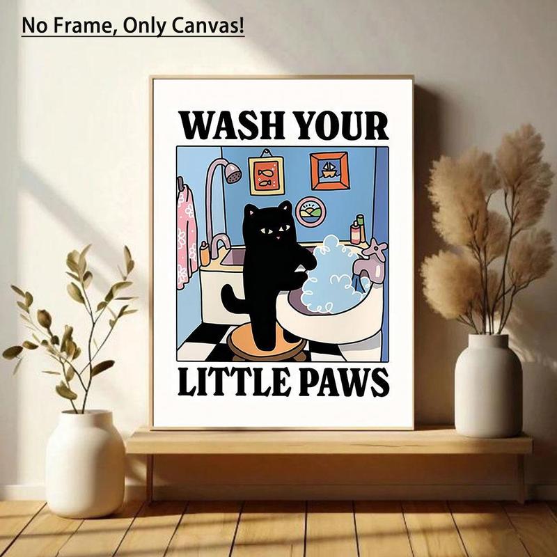 Cat Bathroom Pattern Unframed Painting, Modern Style Wall Art Poster, Wall Art Decor for Home Living Room Bedroom Study Room, Ornaments 3
