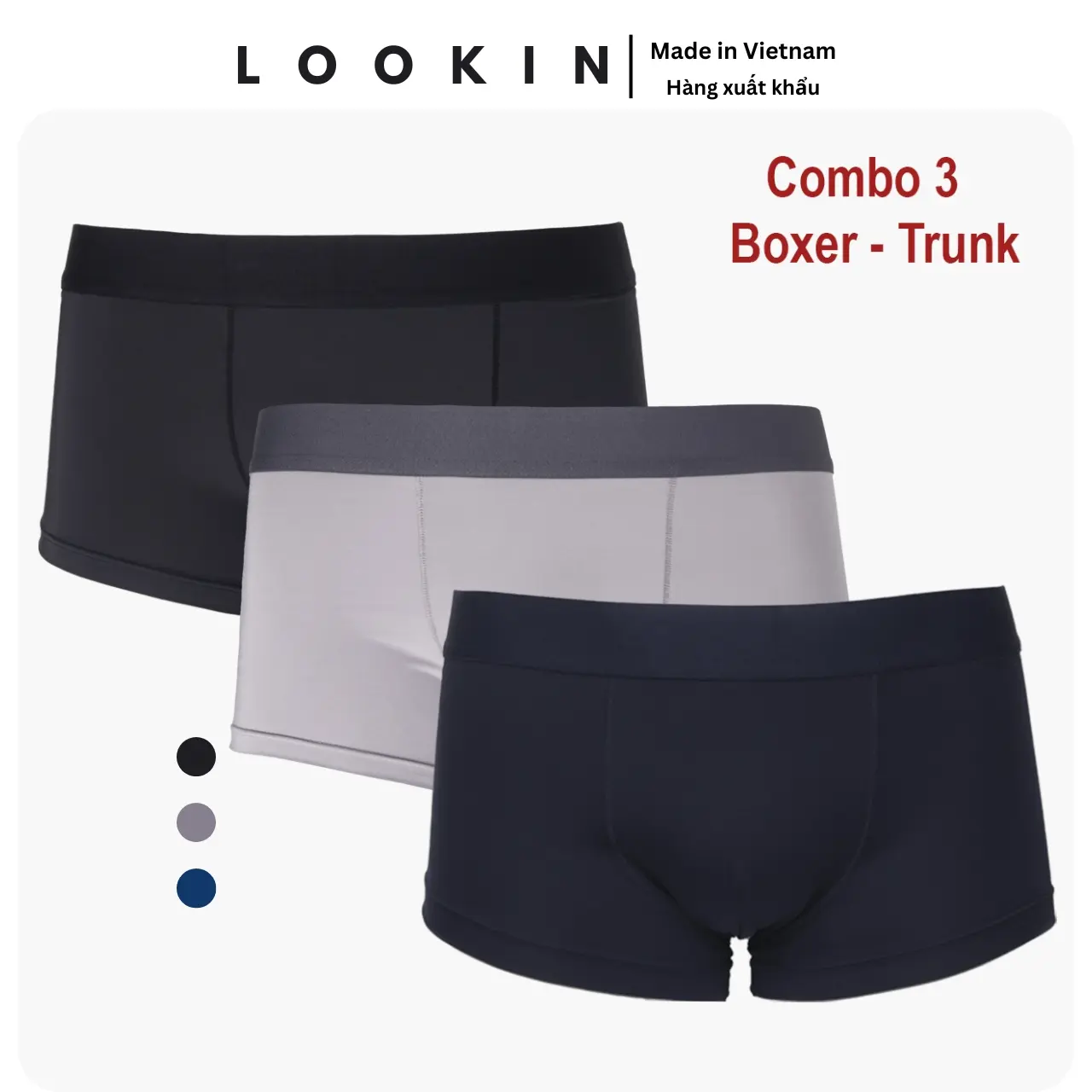 Combo 3 quần lót nam Trunk Cool Air mỏng nhẹ LOOKIN