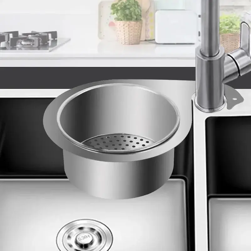 Stainless Steel Kitchen Swan Sink Filter Basket Hanging Waste Drain Filter Basket Fruit Vegetable Drainer Sponge Rack Storage