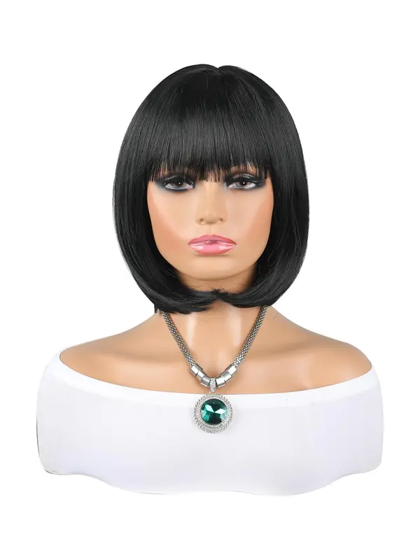 12 Inch Short Straight Bob Wig, Fashion Gorgeous Fluffy Wigs for Women, Synthetic Full Machine Wigs for Party, Daily Use 6