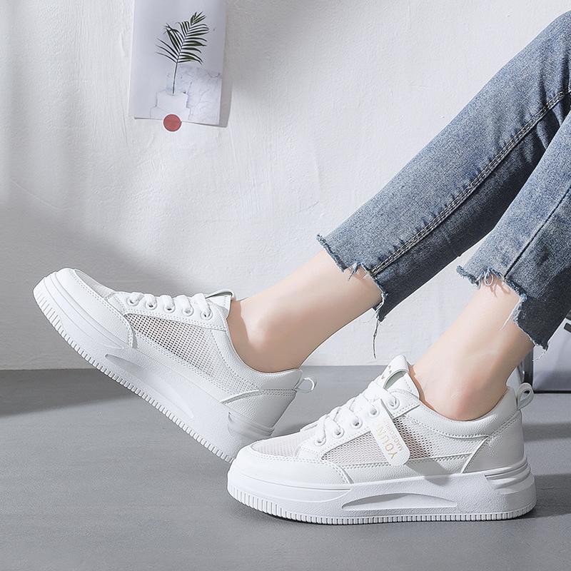 Product Introduction of Casual Shoes for Women 2023 Summer Breathable Female White Shoes PU Leather Simple Design 20