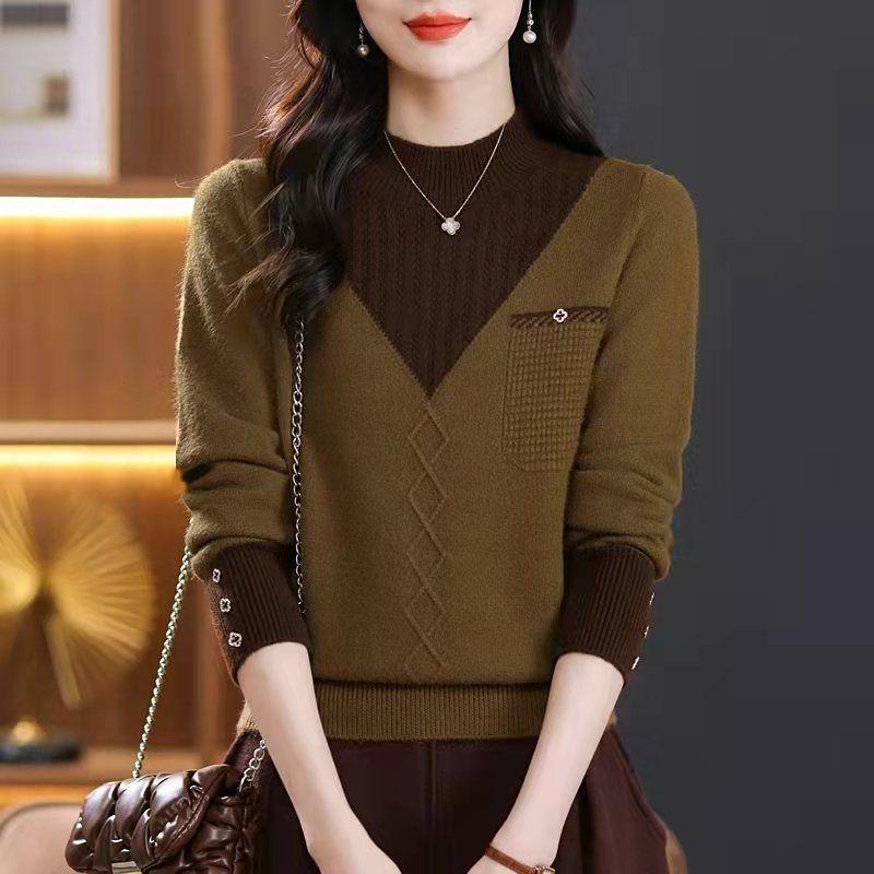 Áo Chui Đầu Cao Cấp, Ankela, Màu Đỏ, Thích Hợp Cho Mùa Thu Và Mùa Đông, Có Thể Mặc Bên Trong Áo Len, Đồ Len Nữ, Thời Trang, Đi Chơi, Chống Lão Hóa, Áo Mặc Bên Ngoài, Có Thể Mặc Bên Trong Women Top 2