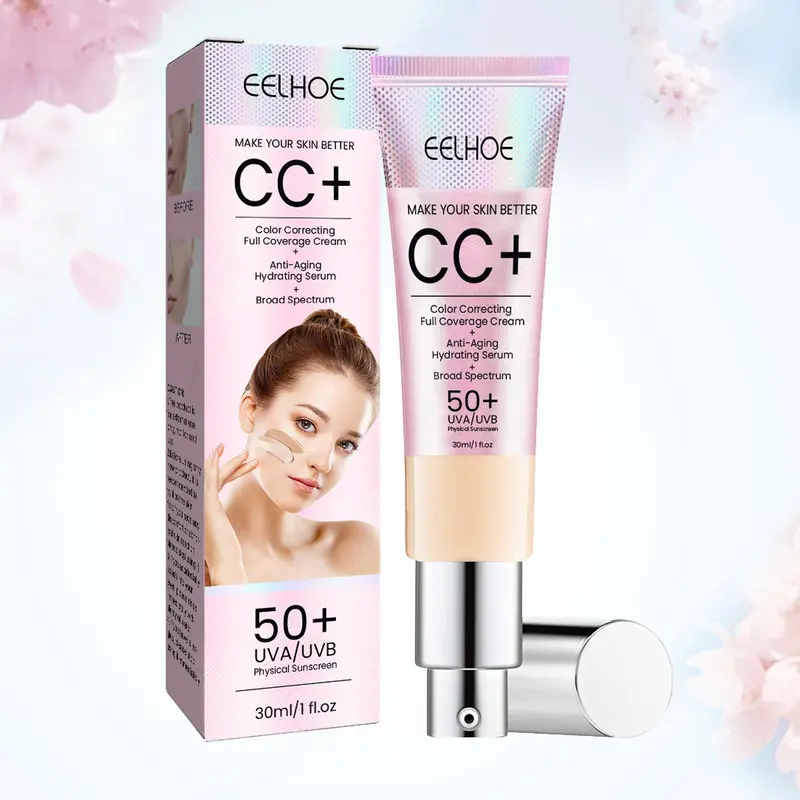 CC Cream, Moisturizing Concealer Cream, Full Coverage Flawless Makeup Cream, Makeup Product for Women & Girls, Cosmetic 0