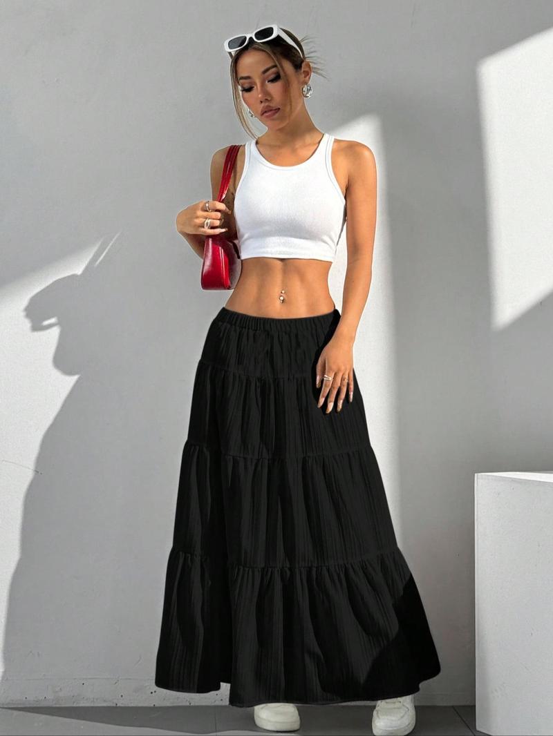 Product Introduction of Women's Solid Color Skirt, Casual Fashionable Long Skirt for Daily Wear, Ladies Bottoms for All Seasons 5