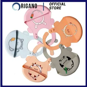 SLABBER SILIKON Celemek Makan Bayi Baby BIB Slabber Full Silikon