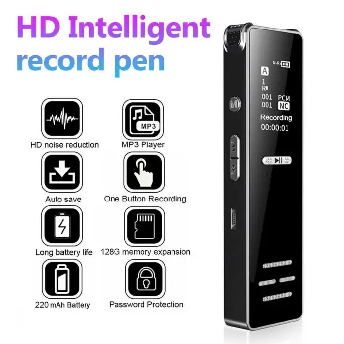 Perekam Suara Portabel Voice Recorder Noise Reduction MP3  220 Mah