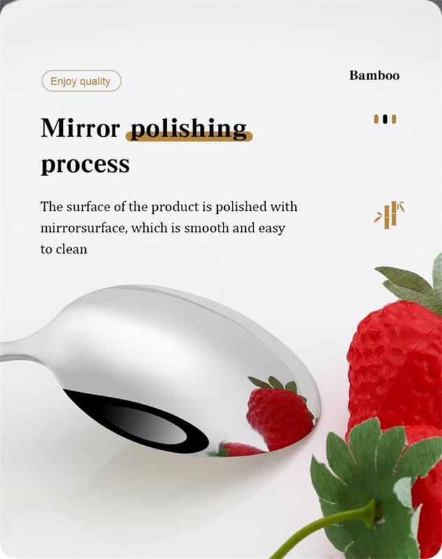 Product Introduction of 16/24PCS Creative Bamboo Handle Stainless Steel Tableware With Steak Knives Flatware Knives Set Includes Dessert Spoon Forks 25
