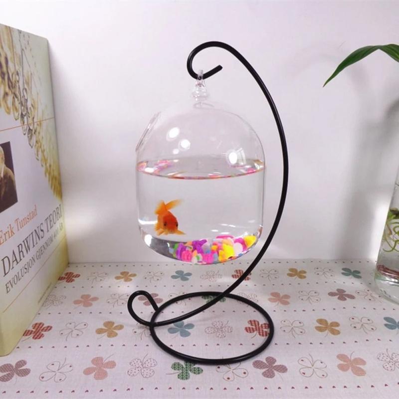 Candle Holder Iron Art Glass Ball Hanging Stand Retro 23-33cm Flower Stand Portable Ecological Bottle Stand Candle 5