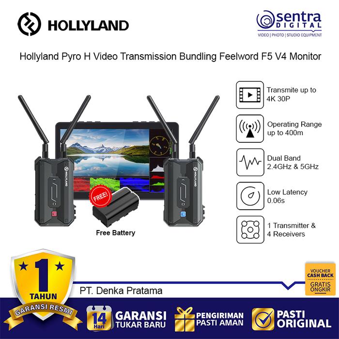 Gambar Pyro H + Feelworld F5 Bundling Hollyland Pyro H + FeelWorld F5 Pro V4 6" Inch Paket Murah Transmitter Video RX TX + LCD Monitor 4K HDMI 3D LUT IPS Touchscreen dari Sentra Digital Kota Surabaya Tokopedia