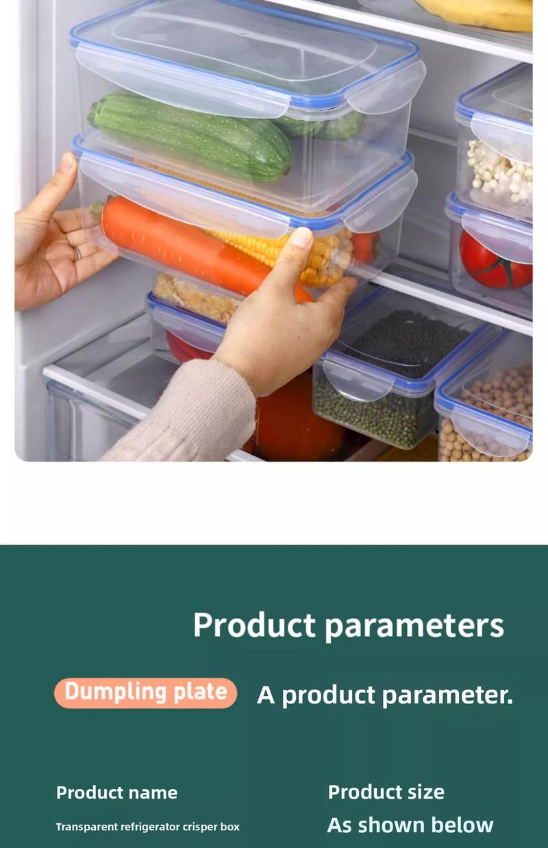 Product Introduction of Kitchen refrigerator rectangular thick fresh-keeping box lid sealed microwave oven heating lunch box vegetable and fruit storage box 18