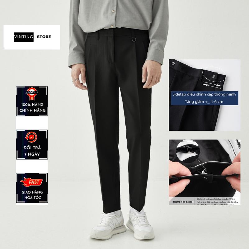 [ HÀNG VIỆT - VẢI ĐẸP - DEAL CÓ HẠN] Quần Âu nam Sidetab chỉnh eo dáng baggy ống xuông Hàn Quốc co giãn nhẹ VINTINO STORE- QTCAP Menswear Pants Nhung Đen Ong Lưng Cao Có Túi