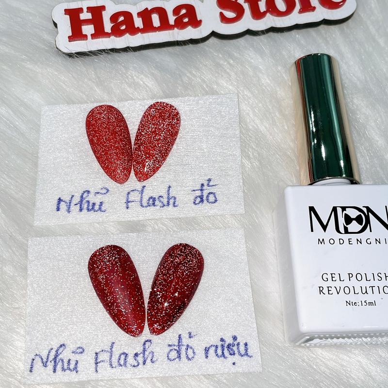  Sơn gel nhũ flash Modengni lẻ màu đỏ rượu nhũ đỏ đậm nhũ bắt sáng chai 15ml Nữ Women 