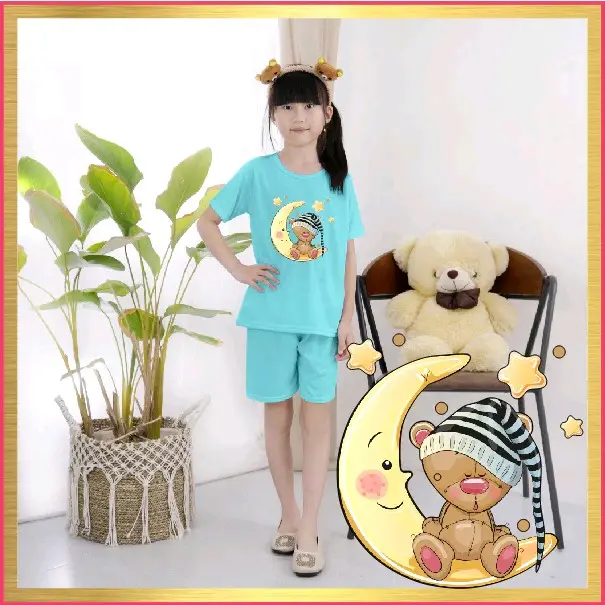baju setelan kaos anak laki-laki perempuan unisek Lengan pendek