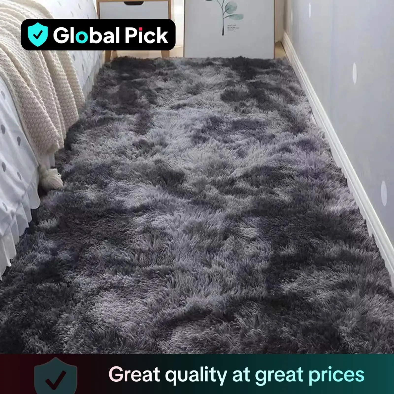 Durable Soft Fluffy Solid Color Carpet, 1 Count Decoration Mats for Bedroom Bedside Bay Window Living Room, Household Items, Rugs Bedroom