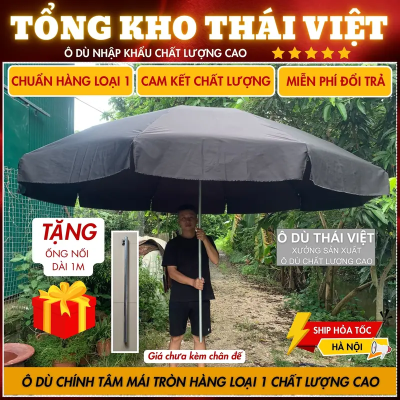 Ô dù chính tâm 3m 10 nan, ô dù che nắng mưa ngoài trời (không kèm chân đế), vải bạt cao cấp Ô DÙ THÁI VIỆT 0