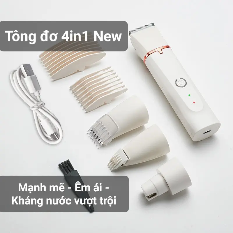 Tông đơ cắt tỉa lông chó mèo đa năng thế hệ mới, 4 chức năng đa dụng, Full Bộ cao câos, chống nước, sạc USB 1