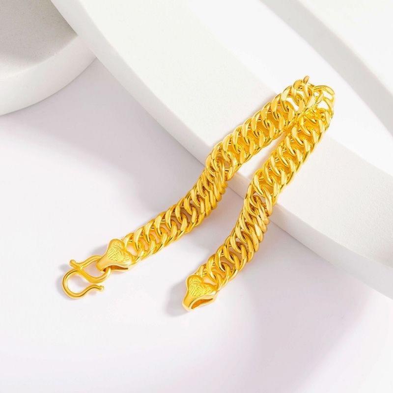High Imitation Vietnamese Gold-Plated Jewelry Source Dominant Classic Trendy Men's Boss Tank Bracelet Fu Character Head Bracelet 3