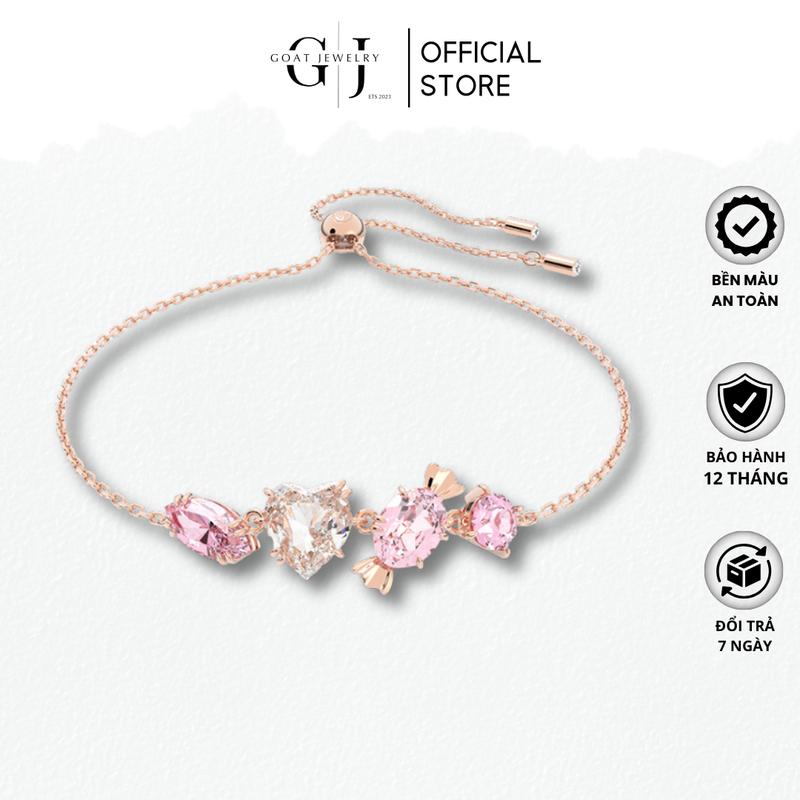 Vòng Tay Bạc Dành Cho Nữ Candy Dây Rút Đính Đá Kẹo Ngọt Lấp Lánh Tặng Hộp Đựng