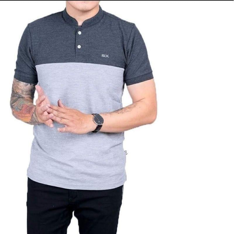 Baju kaos kerah SIX pria dewasa / kaos kerah kombinasi / kaos kerah Quality premium Katun Polo Distro 0