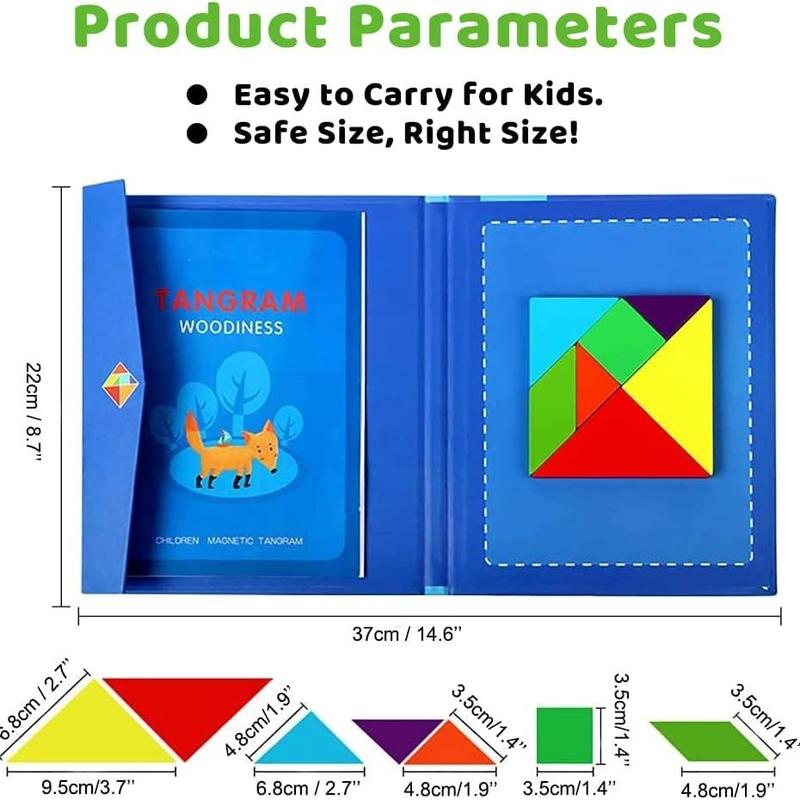 Tangram Puzzle Book, Random Color Tangram Puzzle Toy, Early Education Learning Challenge Toy, Gift for Boys & Girls 1