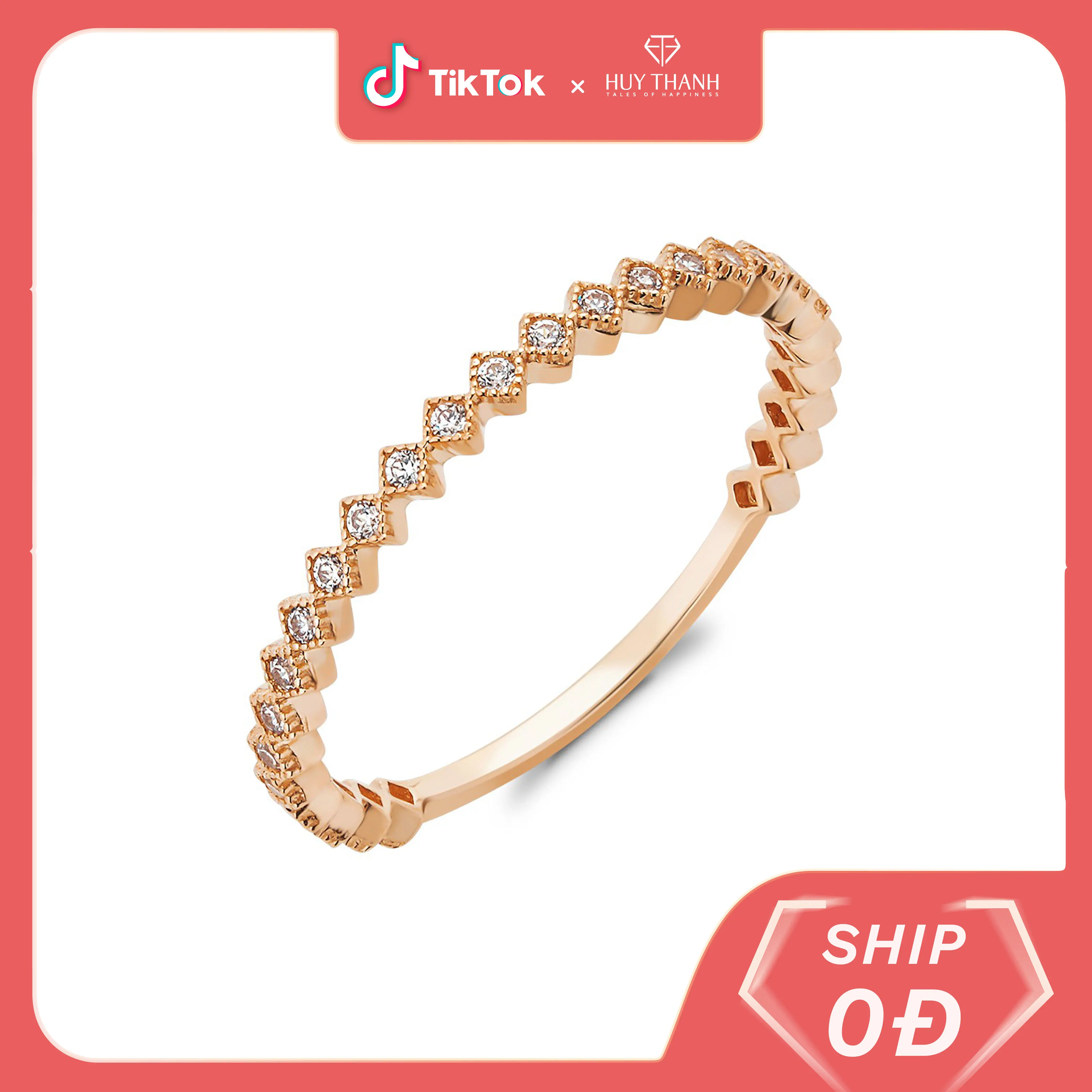 HuyThanhJewelry NLF441 Nhẫn nữ vàng tây 10k Họa Tiết Đơn Giản Nữ Tính