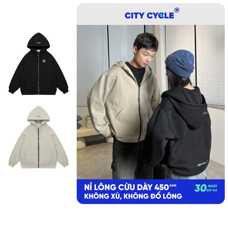 Áo khoác hoodie zip unisex nỉ đôi Local Brand Chính Hãng City Cycle Áo khoác hoodie zip Lunation
