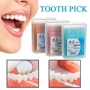 AShop Tusuk Gigi Plastik Double Ended Toothpick 200 PCS