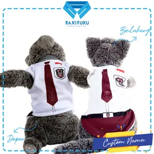 Baju Kucing Lucu Murah Motif Seragam SD [BISA CUSTOM NAMA KUCINGMU] Cowo Cewe Jantan Betina Hewan Kecil