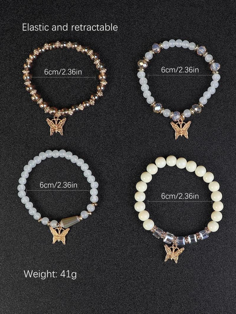 Product Introduction of Boho Butterfly Charm Beaded Gypsy Bracelet Kit, 4pcs/set Fashion Multi-layer Bracelet on Wrist Jewelry for Women, Trendy Hand Jewelry for Party, Club, Gift for Girls 9