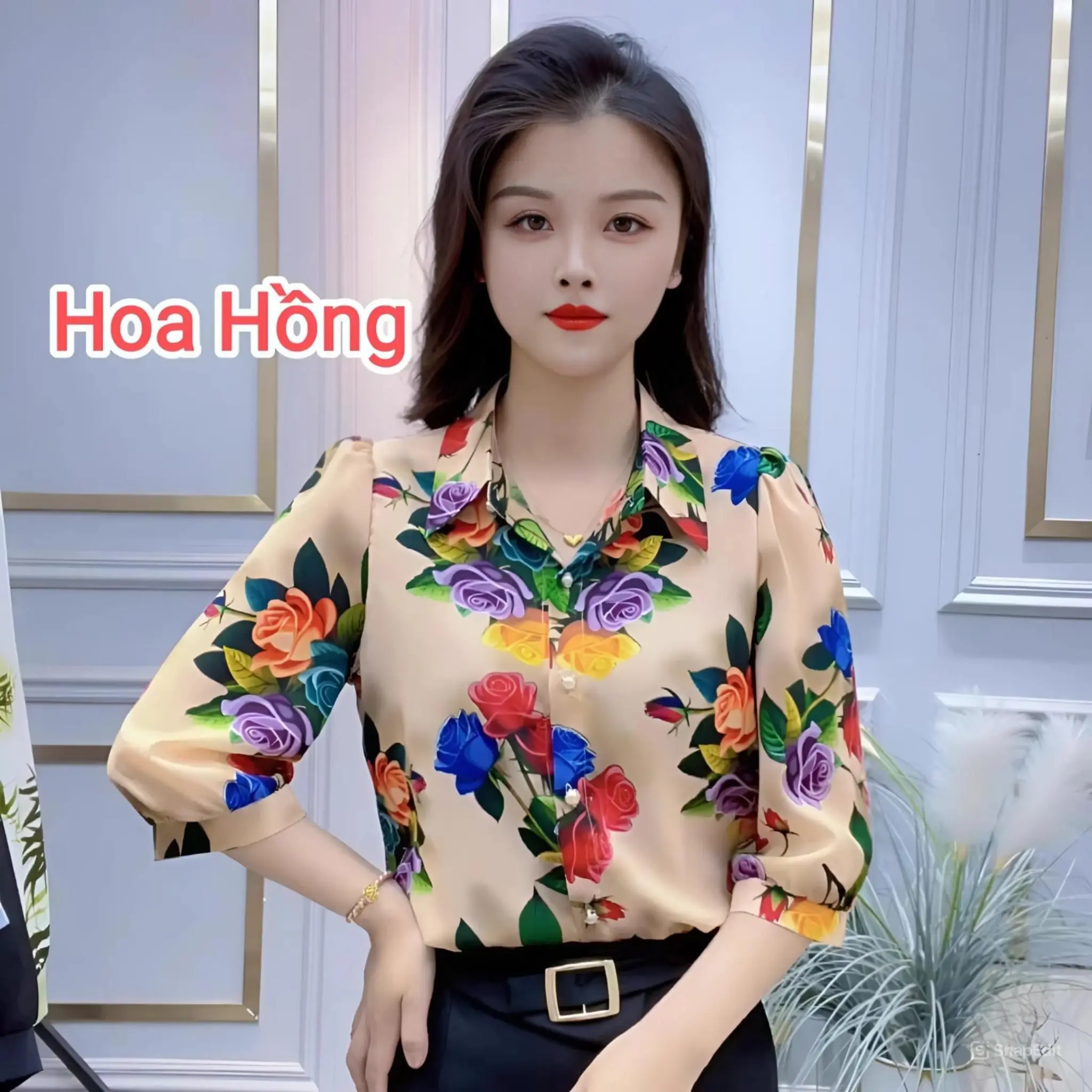 Áo sơ mi công sở hoạ tiết đẹp, chất liệu Lụa Latin mỏng nhẹ, mềm mịn, thoáng mát, kiểu dáng sang trọng mặc đi chơi, size từ 40 đến 80kg Nữ Voi Top Nhung Kem Women Sen áo sơ mi sọc cá tính sơ mi  tay hến