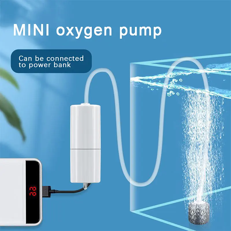 Máy Bơm Không Khí Oxy Cho Bể Cá, Máy Nén Khí Không Tiếng Ồn USB, Máy Sục Khí, Cầm Tay, Kích Thước Nhỏ Và Nhỏ, Máy Sục Khí, Phụ Kiện Bể Cá, 5V 1W