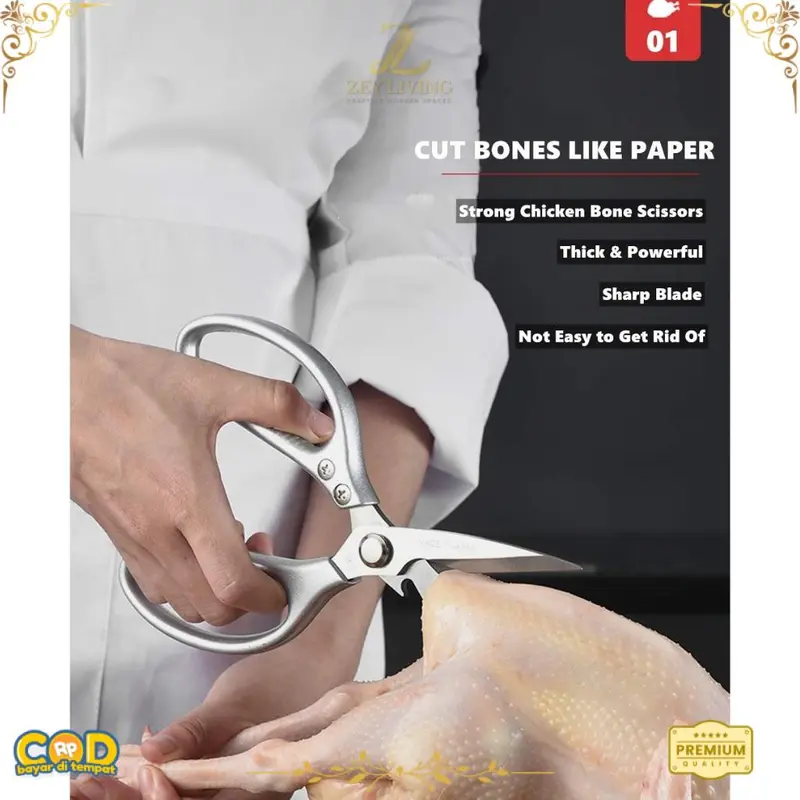 〖ZEY〗 Gunting Dapur Tajam & Tebal Made in Japan Premium Scissors SK5 Steel Gen 4 - Gunting Dapur Multifungsi Baja Tahan Karat original Kitchenware 5