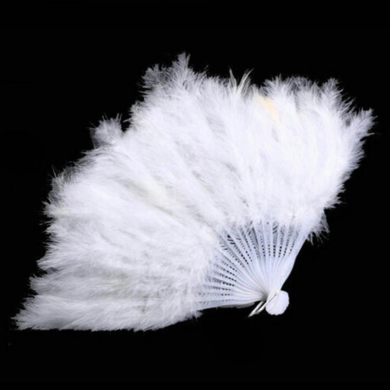 Product Introduction of 9 Colors New Costume Wedding Showgirl Dance Folding Hand Feather Fan Fancy 28