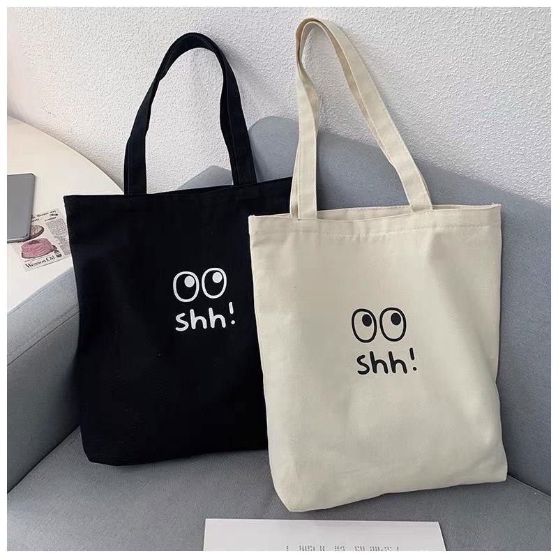 Túi Tote - Túi Vải quai xách vải canvas SHH Bag Nữ Chữ Nhật Nhung Đeo Vai Hình Chữ Nhật