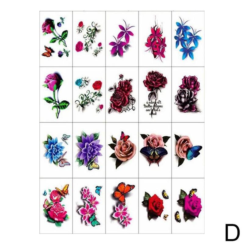 Product Introduction of 20/50pcs Waterproof Tattoo Sticker Sexy Simulation Flower Butterfly Ankle Clavicle RoseTattoo Sticker 48